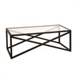 Henn&Hart Black and Bronze Rectangular Coffee Table with Glass Top