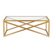 Henn&Hart Brass and Gold Rectangular Coffee Table with Glass Top