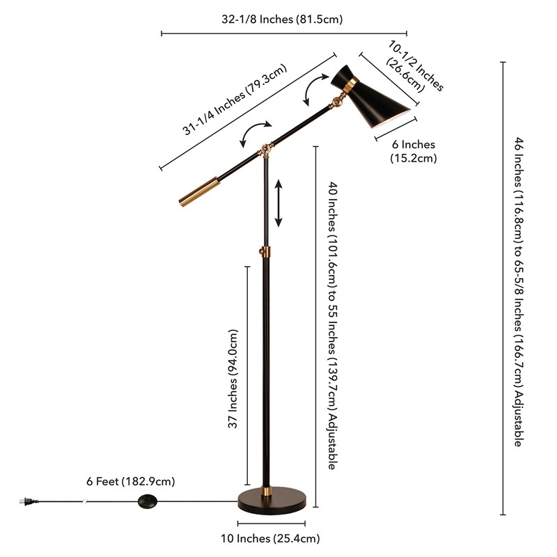 Henn Hart 31 Black Brass Metal Floor Lamp Cymax Business