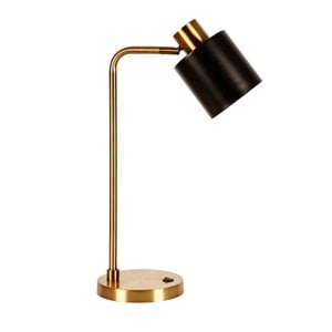 henn&hart industrial metal base table lamp with black metal shade