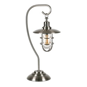 Henn&Hart 11&quot Brushed Nickel Metal/Glass Table Lamp