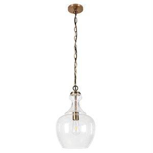 Henn&Hart 11&quot Brass Metal/Glass Pendant