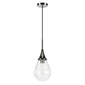 Henn&Hart 7&quot Polished Nickel Metal/Glass Pendant