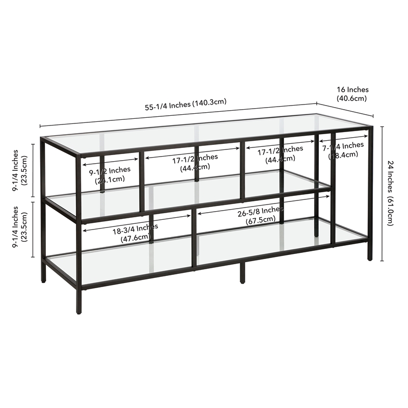 Henn&Hart Metal and Glass TV Stand For TVs Upto 55