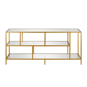 Henn&Hart 55&quot Brass Metal/Glass TV Stand