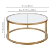 Henn&Hart Metal Round Pedastal Base Coffee Table in Gold and Brass Finish
