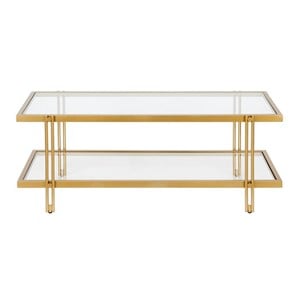 Henn&Hart 17&quot Contemporary Clean Lined Metal Coffee Table in Gold/ Brass Finish