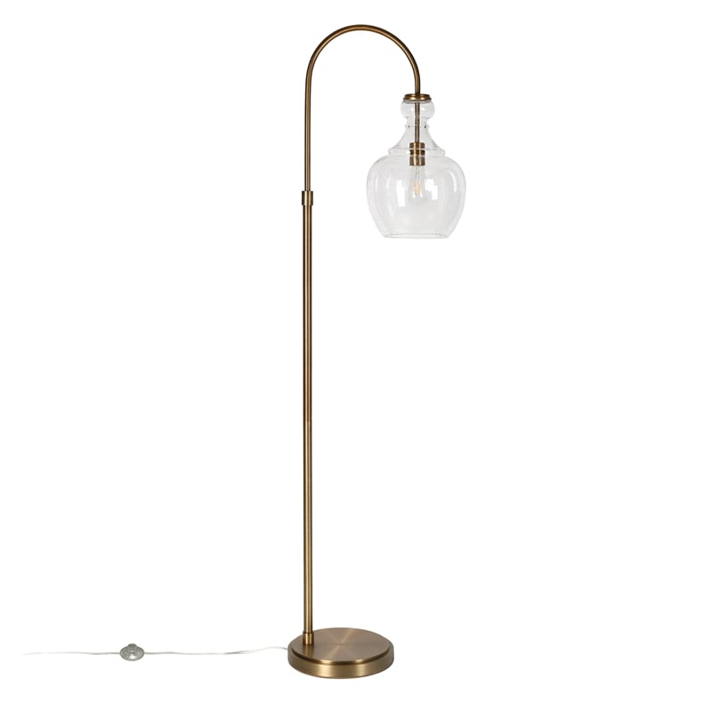Henn&Hart 12" Brass Metal/Glass Floor Lamp - Thumbnail 2