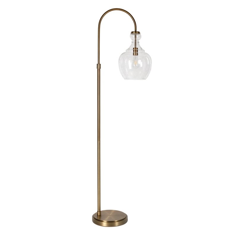 Henn&Hart 12" Brass Metal/Glass Floor Lamp - Thumbnail 4