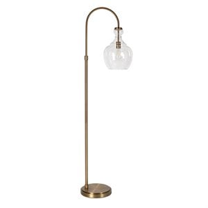 Henn&Hart 12&quot Brass Metal/Glass Floor Lamp