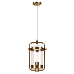 Henn&Hart 11&quot Brass Metal/Glass Pendant