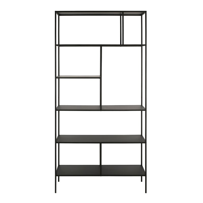 Henn&Hart 36" Blackened Bronze Metal Bookcase - Thumbnail 2