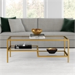 Henn&Hart Metal Ada Double Shelf Coffee Table in Brass and Gold