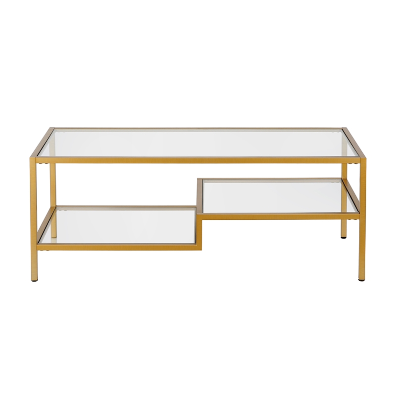 Henn&Hart Metal Ada Double Shelf Coffee Table in Brass and Gold