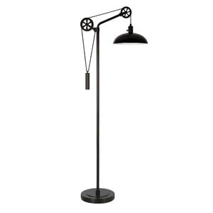 henn&hart industrial pulley floor lamp with metal shade