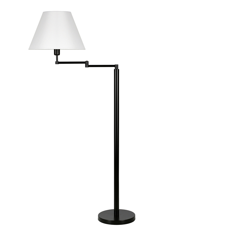 Henn Hart Metal Swing Arm Black And Bronze Floor Lamp With Empire Shade Fl0347 Bronze Floor Lamp With Empire Shade, Floor Swing Arm Lamp