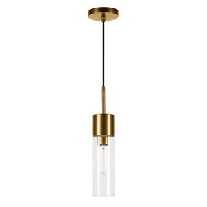 Henn&Hart 3&quot Brass Metal/Glass Pendant