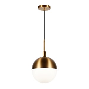 Henn&Hart 10&quot Brass Metal/Glass Pendant