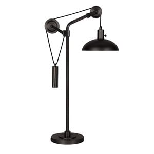 henn&hart industrial metal pulley table lamp with metal shade