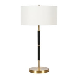 Henn&Hart 14&quot Black/Brass Metal/Fabric Table Lamp