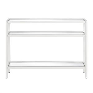 Henn&Hart 42&quot White Metal/Glass Console Table