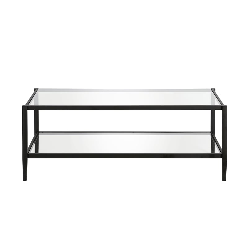 Henn&Hart Mid Century Metal Frame Coffee Table in Black and Bronze w/Glass Top