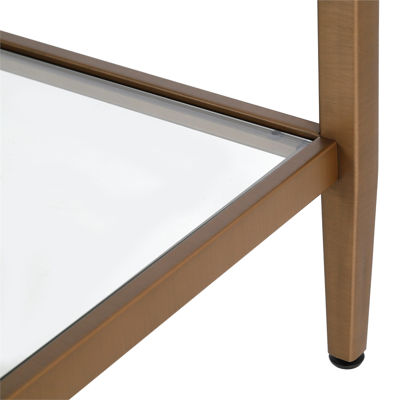 Henn&Hart Mid Century Metal Frame Coffee Table in Antique Brass w/Glass Top