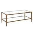 Henn&Hart Mid Century Metal Frame Coffee Table in Antique Brass w/Glass Top