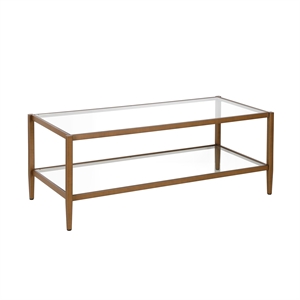 henn&hart mid century metal frame coffee table w/glass top