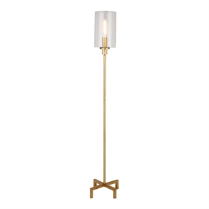 Henn&Hart 13&quot Brass Metal/Glass Floor Lamp