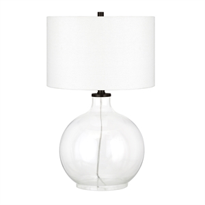 Henn&Hart 15&quot Clear Glass/Blackened Bronze Glass/Fabric Table Lamp