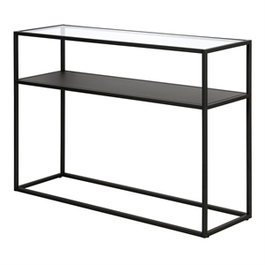 Henn&Hart 42&quot Blackened Bronze Metal/Glass Console Table