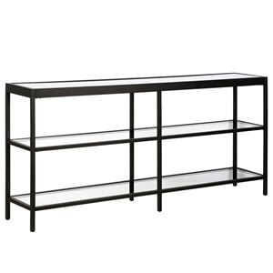 Henn&Hart 64&quot Blackened Bronze Metal/Glass Console Table