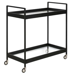 Henn&Hart 33&quot Blackened Bronze Metal/Glass Bar Cart