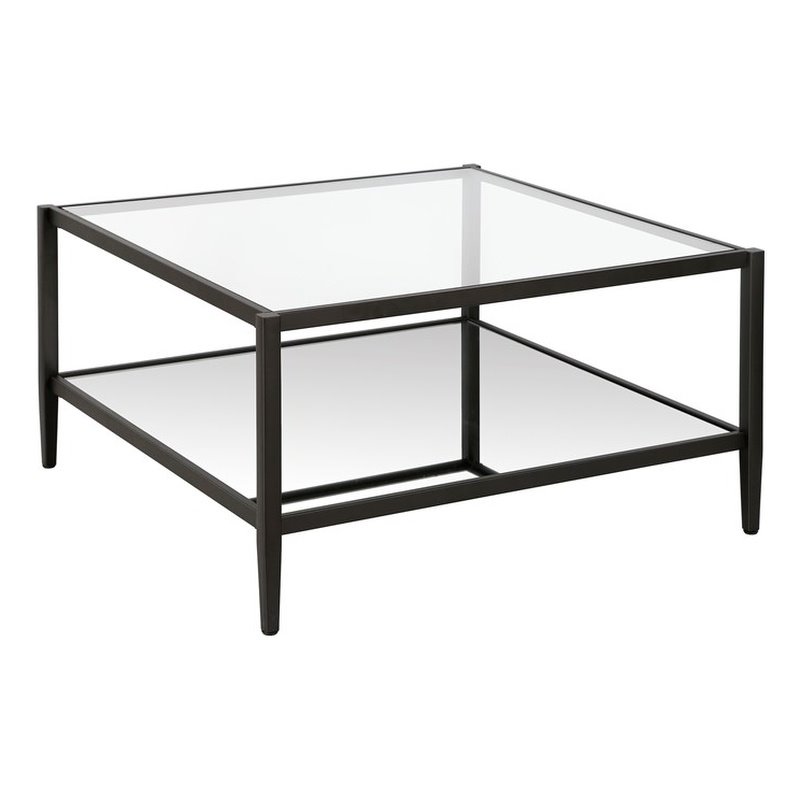 scientific Overdraw Strengthen Henn&Hart Modern Square Coffee Table in Black and Bronze with Mirrored  Shelf | Cymax Business