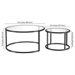 Henn&Hart Metal Double Nested Round Coffee Table in Black with Glass Top