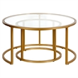 Henn&Hart Metal Double Nested Round Coffee Table in Brass with Glass Top
