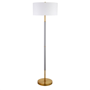 henn&hart two tone metal floor lamp in brass with drum shade