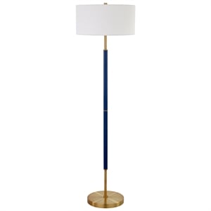 Henn&Hart 17&quot Blue/Brass Finish Metal/Fabric Floor Lamp