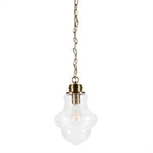 Henn&Hart 9&quot Brass Metal/Glass Pendant