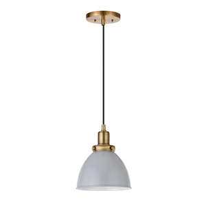 Henn&Hart 8&quot Cool Gray/Brass Metal Pendant