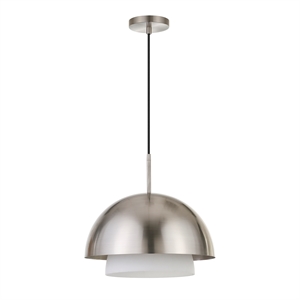 Henn&Hart 15&quot Brushed Nickel Metal/Glass Pendant