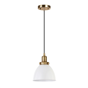 Henn&Hart 8&quot White/Brass Metal Pendant