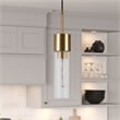 Henn&Hart Industrial Metal Brass and Gold Pendant with Seeded Glass Shade