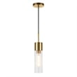 Henn&Hart Industrial Metal Brass and Gold Pendant with Seeded Glass Shade