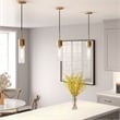 Henn&Hart Industrial Metal Brass and Gold Pendant with Seeded Glass Shade