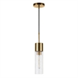 Henn&Hart Industrial Metal Brass and Gold Pendant with Seeded Glass Shade