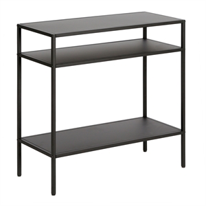 henn&hart modern blackened  side table with metal shelves