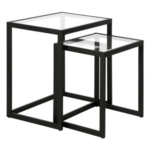 henn&hart metal rectangle nested side table with glass top