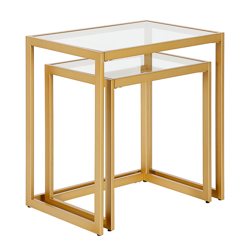 Henn&Hart 22" Brass Metal/Glass Side Table Cymax Business